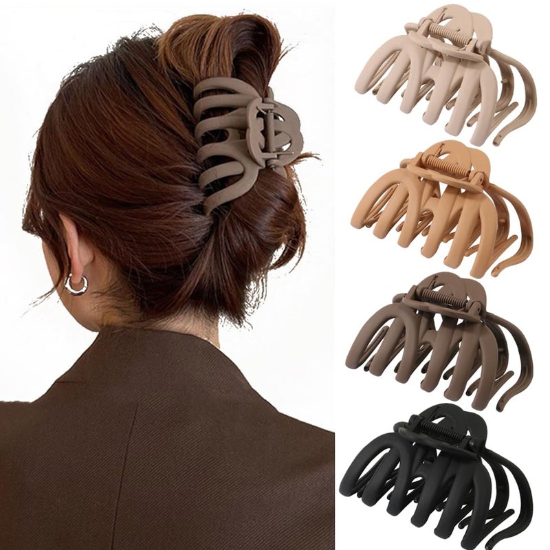 Seneeel 4 Pcs Octopus Claw Clips Octopus Hair Claw Clips for Women 3.8" Large Hair Claw Clip for Women Strong Grip Non-slip Jaw Clip for Thick,natural color - Image 1